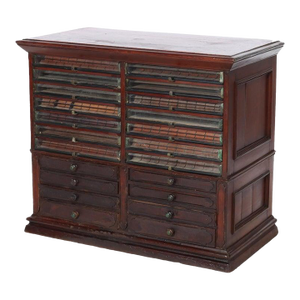 Antique Mahogany 22 Drawer Country Store Spool Cabinet C1900