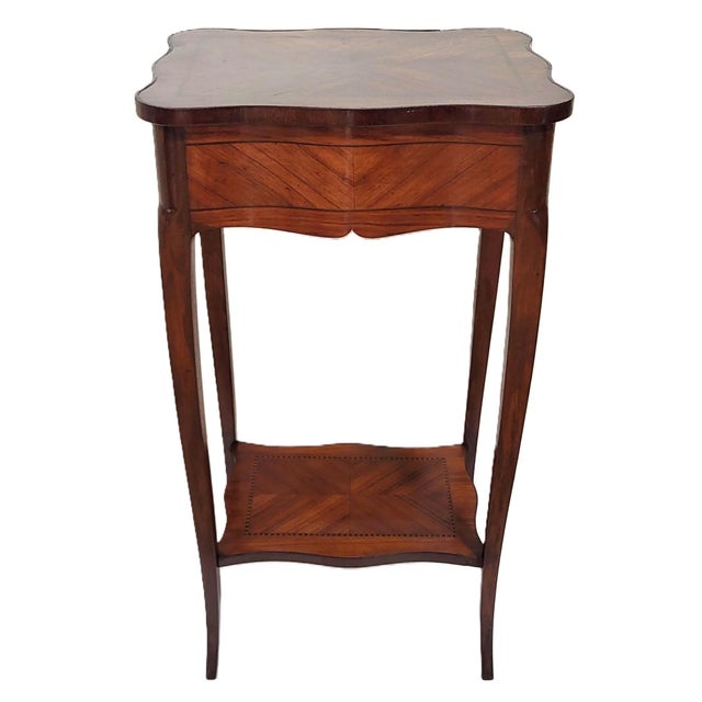 Late 19th Century Antique French Louis XV Satinwood Inlaid Two Tier Side Table Stand For Sale - Image 5 of 12