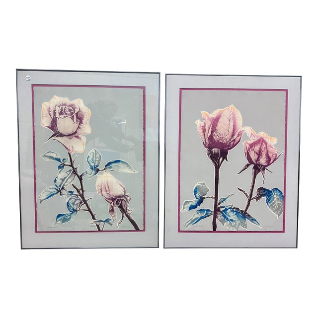 1990s Original Signed Numbered Catherine O'Connor "Fresh Cuts I" and "Fresh Cuts Ii" Framed Prints - Set of 2 For Sale