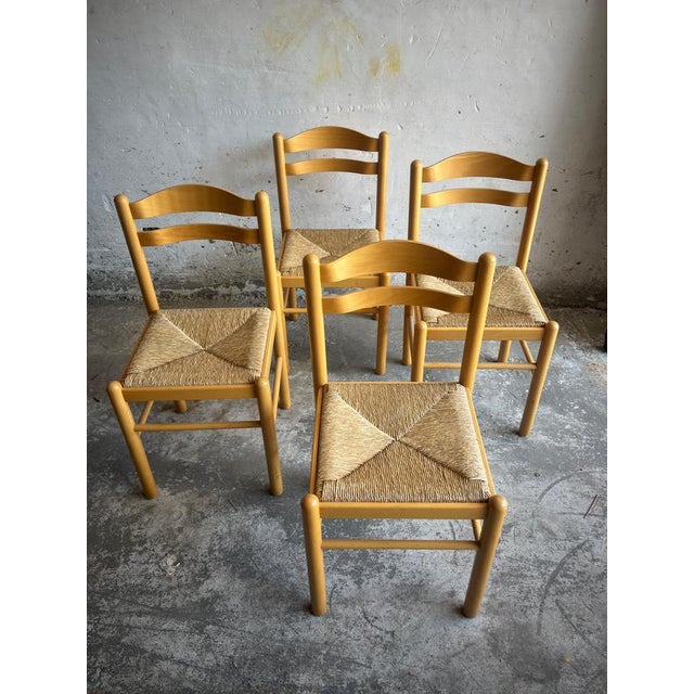 Italian Rush Seat Dining Chairs, Set of 4 For Sale - Image 6 of 6