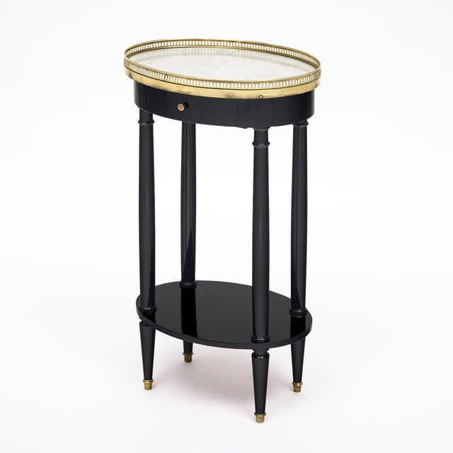 Black Oval, Louis XVI Style Side Table, Ebonized, French, 1920s For Sale - Image 8 of 9