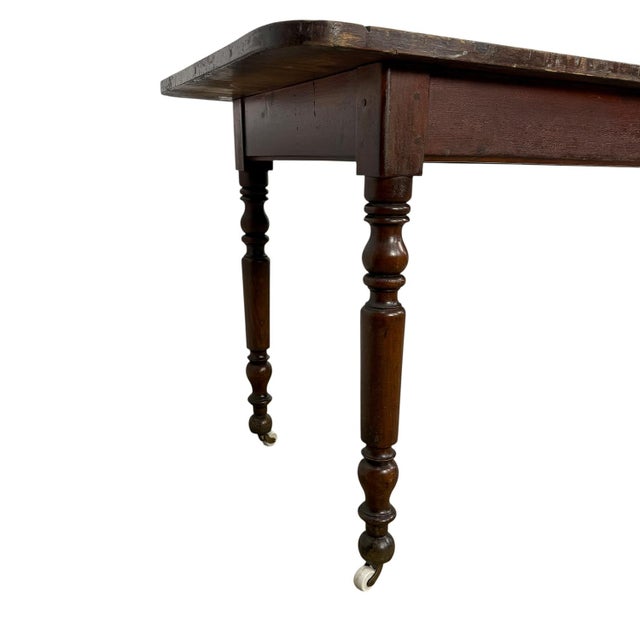 Antique Serving Table Console Table on Porcelain Casters, 1890s For Sale - Image 5 of 12
