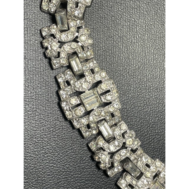 Art Deco signed KTF wide rhinestone link bracelet. The bracelet is 6.5” long and 18mm wide. Every single stone is original...