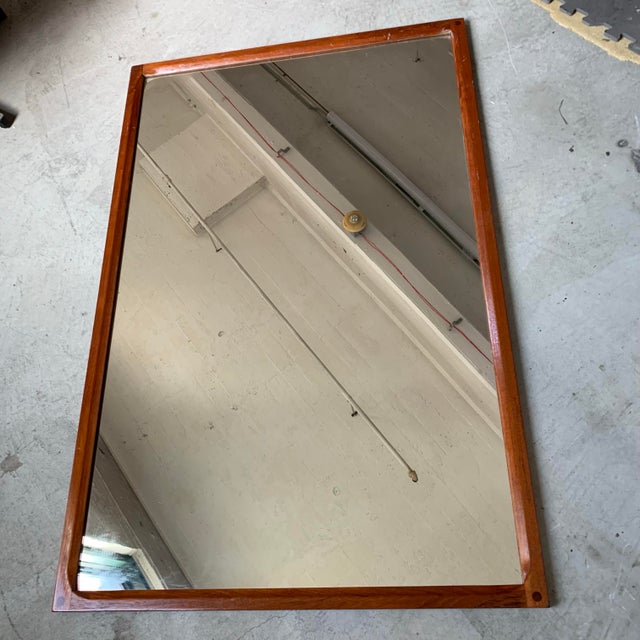 Large rare Askel Kjersgaard teak wall mirror for Odder, Denmark. High quality construction and materials made from solid...