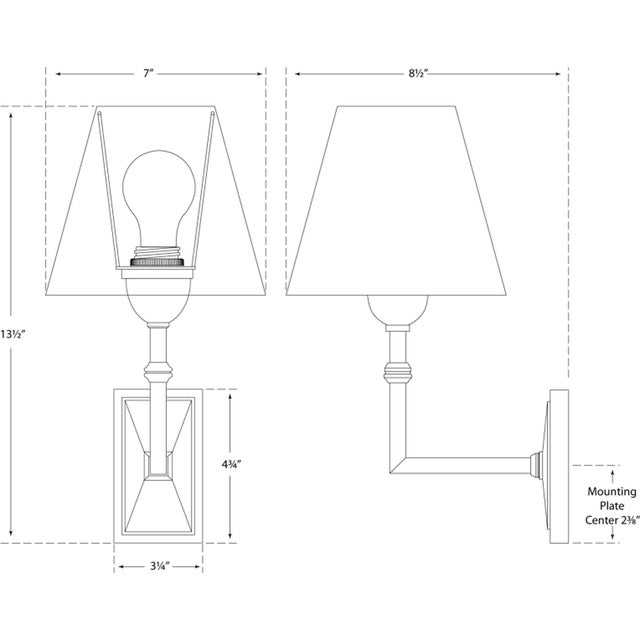 Jane Wall Sconce in Gun Metal with Linen Shade Designer: Alexa Hampton Finish: Gun Metal Height: 13.5" Width: 7"...