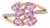 Art Nouveau 14k Yellow Gold 1.66ct Pink Sapphire & Diamond Cluster Bypass Ring Size 4 For Sale