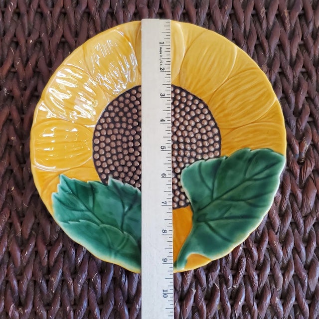 Bright, bold, and beautifully detailed, this Set of 4 Vintage Majolica Sunflower Bowls by Bordalo Pinheiro captures the...