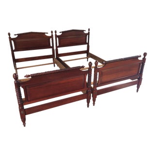 Early 20th Century Antique Wood Federal Style Twin Beds - a Pair For Sale