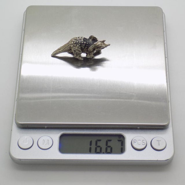 Vintage Italian Handmade Silver Triceratops Dinosaur Figurine, 1960s For Sale - Image 9 of 12