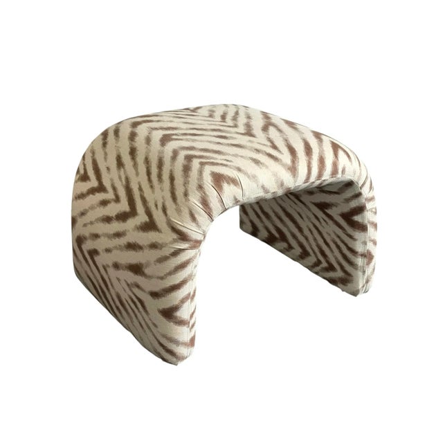 Contemporary Vintage Upholstered Waterfall Ottomans/ Stools - A Pair For Sale - Image 3 of 12