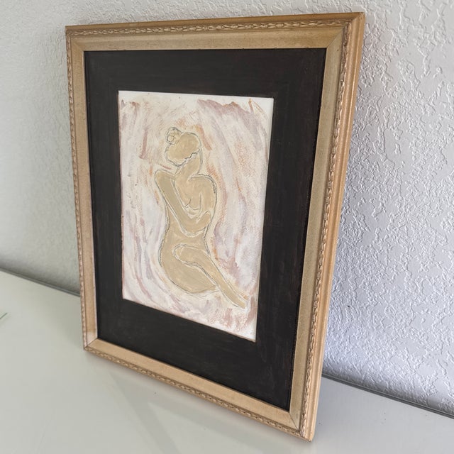 Original Abstract Figurative Acrylic and Charcoal Painting Matted and Framed For Sale - Image 4 of 6
