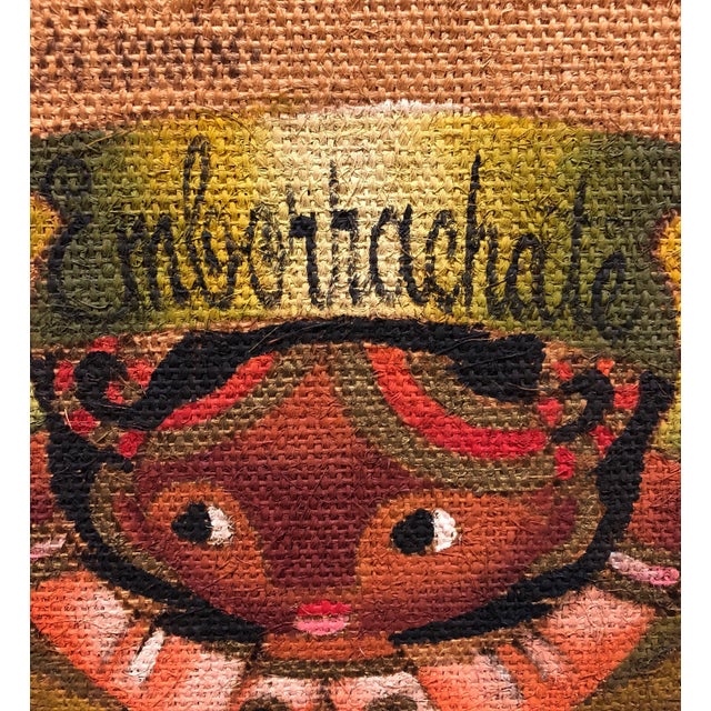 Jose Maria de Servin, Folk Art Mexican Girl "Emborrachate" Oil Painting on Burlap For Sale - Image 4 of 5