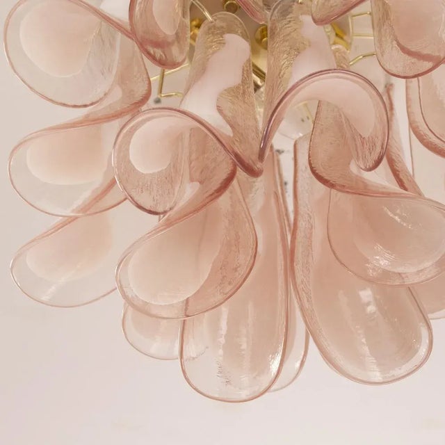 Gold Ceiling with Murano Glass Sellas Pink and White Saddles, Italy, 1990s For Sale - Image 8 of 12
