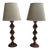 Stephen McKay Geometric Walnut Custom Table Lamps with Shades - a Pair For Sale