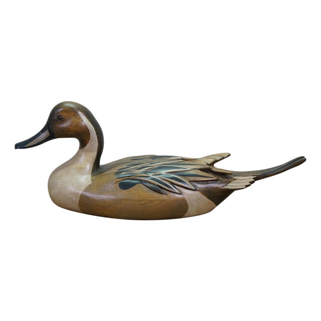 1980s Bob Hayden Windy Creek Hand Carved & Painted Wood Pintail Drake Duck Decoy 21" For Sale