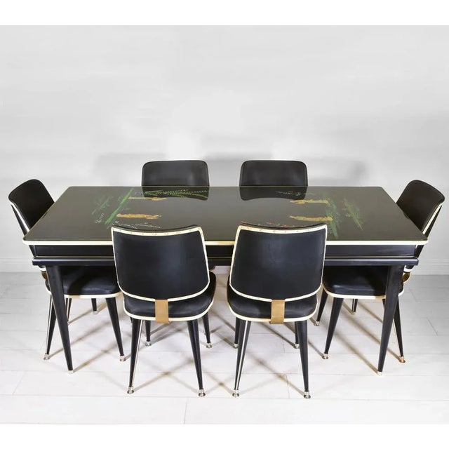 Mid-Century Chinoiserie Dining Table & Six Chairs by Umberto Mascagni, Set of 7 For Sale - Image 13 of 18