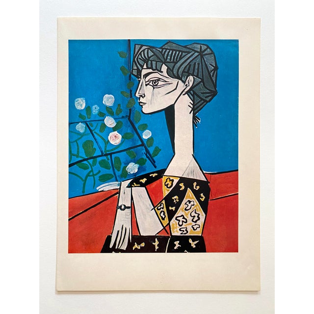 1960s Pablo Picasso Vintage 1969 Modernist Lithograph Print " Portrait of Jacqueline With Flowers " 1954 For Sale - Image 5 of 8