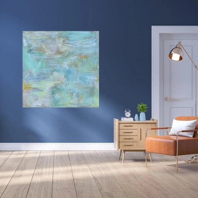 "Mist on the Marsh" by Trixie Pitts Large Coastal Abstract Impressionist Oil Painting For Sale - Image 11 of 12