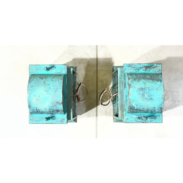Elevate your home’s exterior or interior with this striking pair of vintage solid brass wall lanterns. Designed in a...