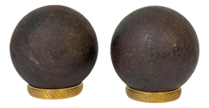 Pair Confederate Civil War Cast Iron Cannonballs with Century Ormolu Mounts