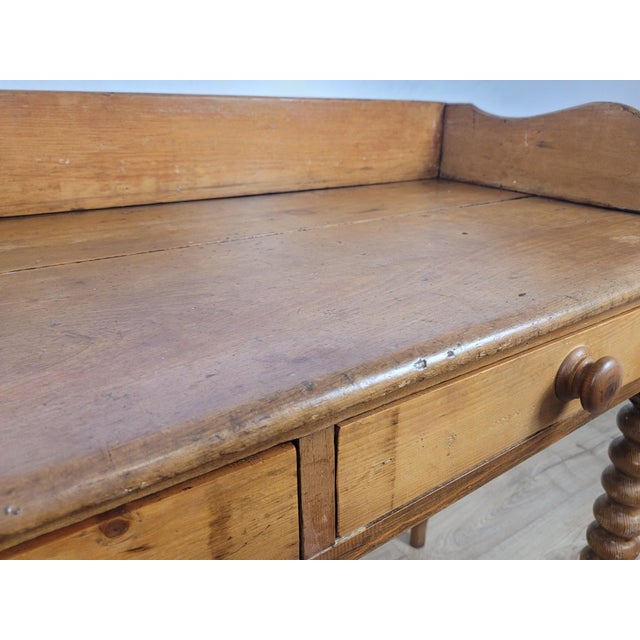 Wood Victorian Pine Farmhouse Kitchen Table, 19th Century For Sale - Image 7 of 18