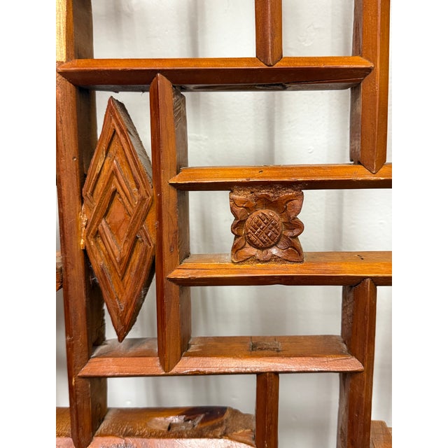 Chinese Carved Wood Geometric Lattice Panel, Antique For Sale - Image 9 of 12