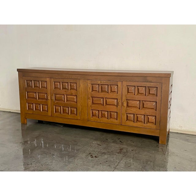 French Oak Brutalist Sideboard, 1970s For Sale - Image 11 of 16