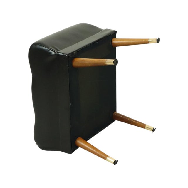 Vintage Black Ottoman with Conical Legs, 1960s For Sale - Image 4 of 11