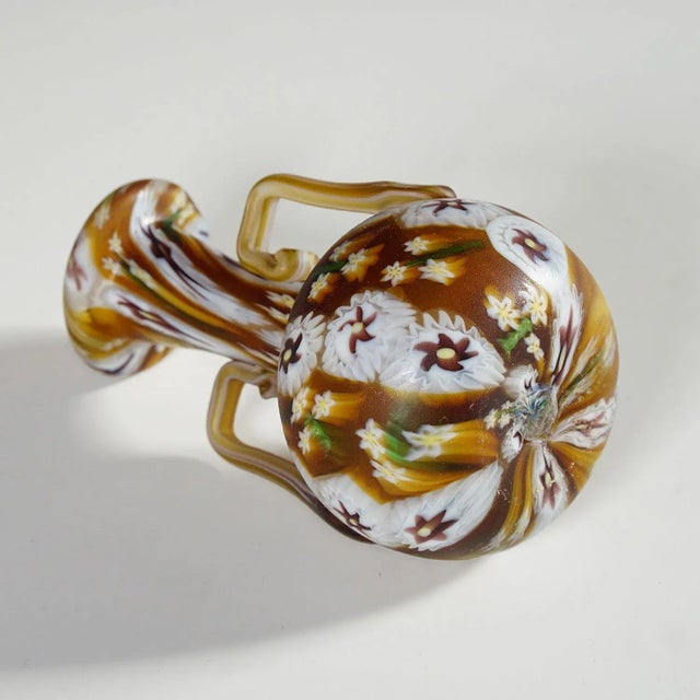 Fratelli Toso Millefiori Murrine Vase in Brown and White, Murano Early 20th Century For Sale - Image 6 of 6