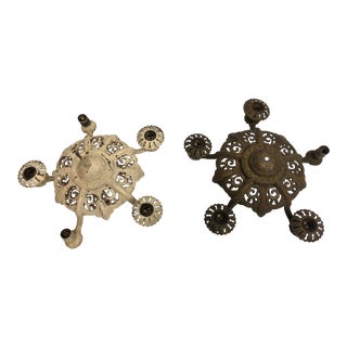 Vintage Cast Iron Art Nouveau Light Fixtures - a Pair For Sale