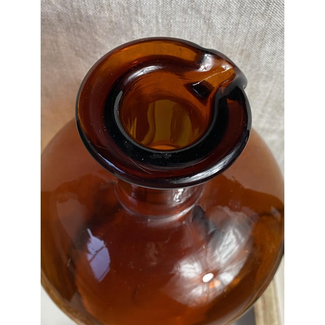 Large Amber Glass Apothecary Bottle, 1970s For Sale - Image 6 of 9