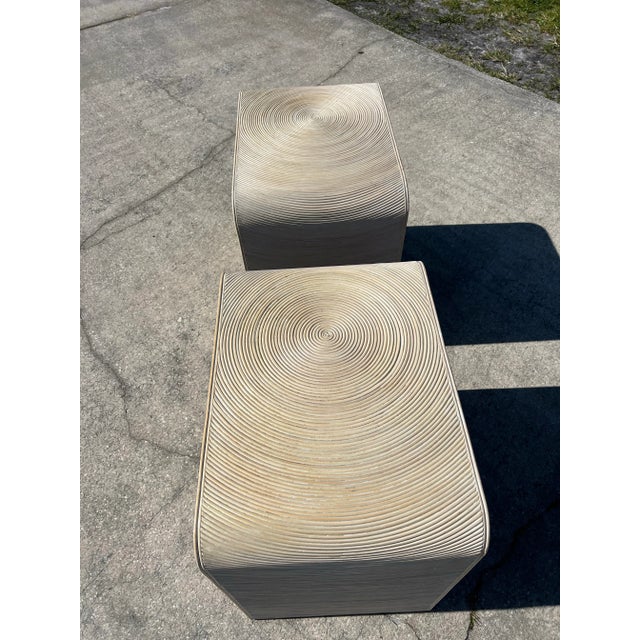 Late 20th Century 1970s Vintage Gabriella Crespi Style Pencil Reed Nightstands – Pair For Sale - Image 5 of 12