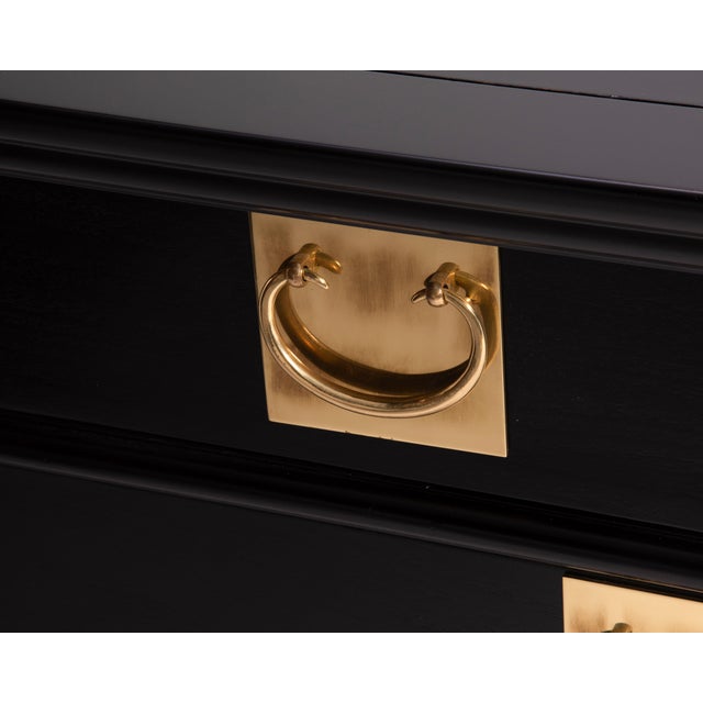 Century Furniture Chin Hua Pagoda Console Credenza Raymond Sobota Brass Black Lacquer 1970s For Sale - Image 11 of 14