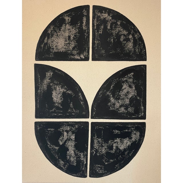 Black Mid-Century Curvy Black and Cream Painting by Max and Alma For Sale - Image 8 of 8