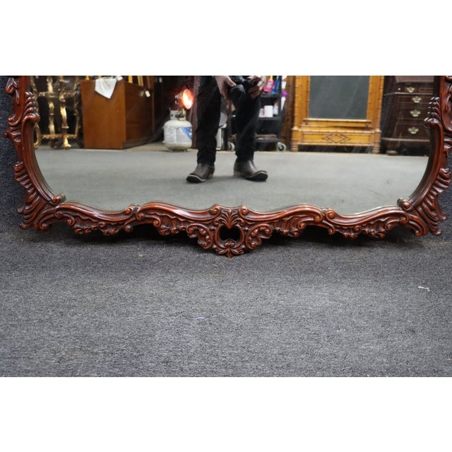 Wood Chippendale Style Carved Mahogany Mirror For Sale - Image 7 of 7