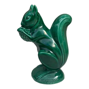Large Green Majolica Money Bank Squirrel Circa 1950