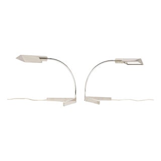 1970s Mid-Century Modern Cedric Hartman Stainless Steel and Chrome Table Lamps - Pair For Sale