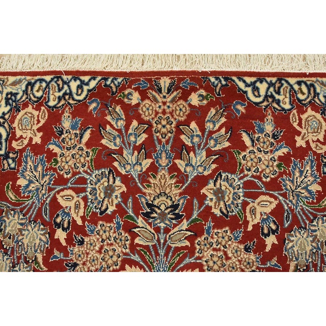 2000 - 2009 Nain Rug 2’8” X 2′ Red Wool/Silk Vintage Traditional Hand-Knotted Carpet For Sale - Image 5 of 8