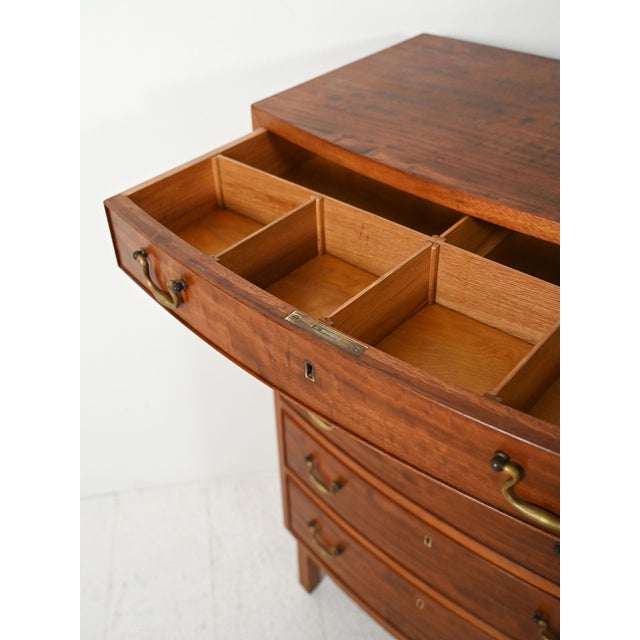 Scandinavian Mahogany Chest of Drawers with Brass Handles, 1940s For Sale - Image 9 of 11