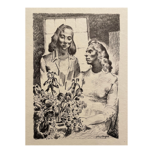 1950s John Rogers Clague Figural Lithograph