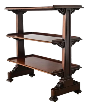 English 19th Century Mahogany Etagere on Casters