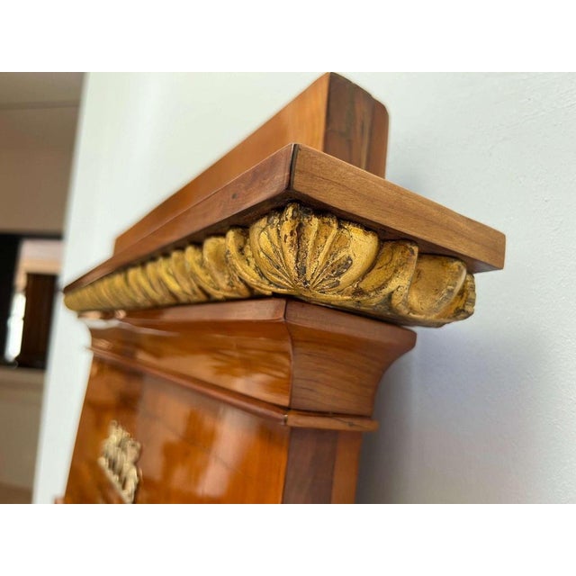 Biedermeier Cherry Wall Mirror with Brass Decor, South Germany, 1820s For Sale - Image 9 of 18