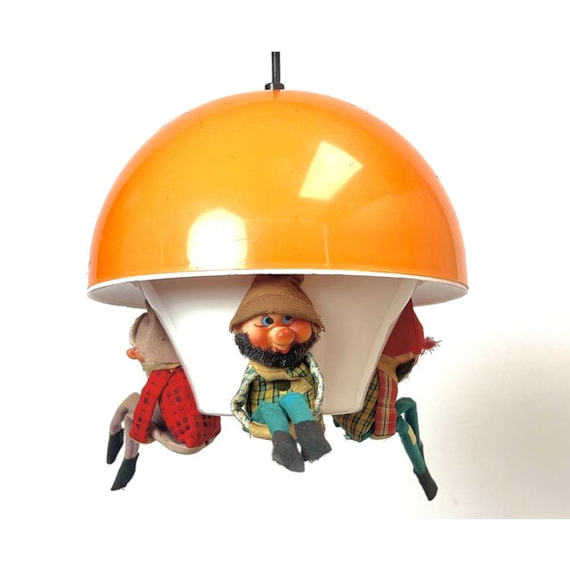 Funny vintage - retro lamp for children's room with three gnomes. Really a very nice and rare lamp. The lamp is in good...