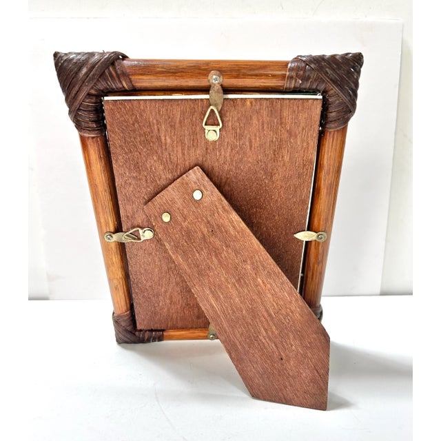 Brown Vintage Boho Rattan & Bamboo Picture Frame For Sale - Image 8 of 8