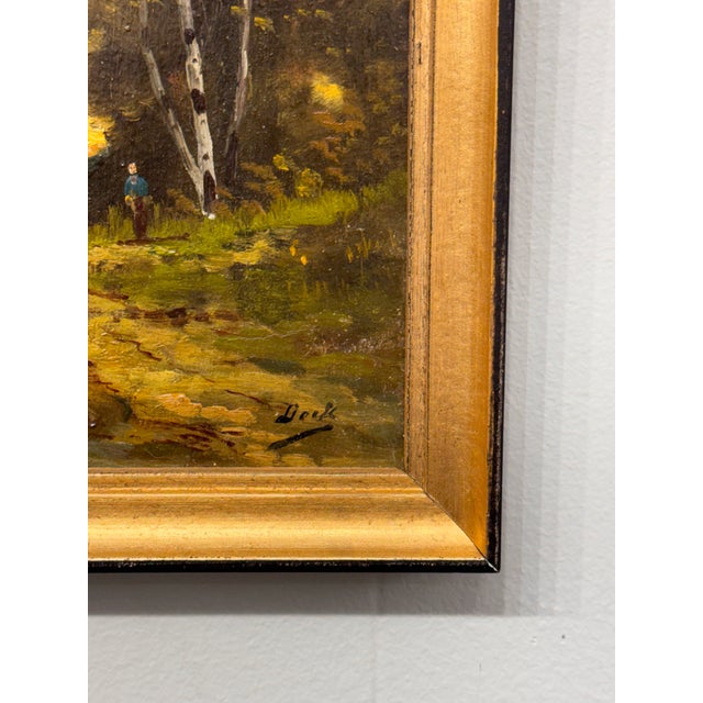 French Country 19th Century French Landscape Oil on Canvas For Sale - Image 3 of 4