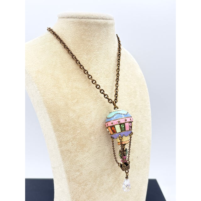 Figurative Vintage Kirk’s Folly Guardian Angel Hot Air Balloon Necklace • Mint With Tag For Sale - Image 3 of 14