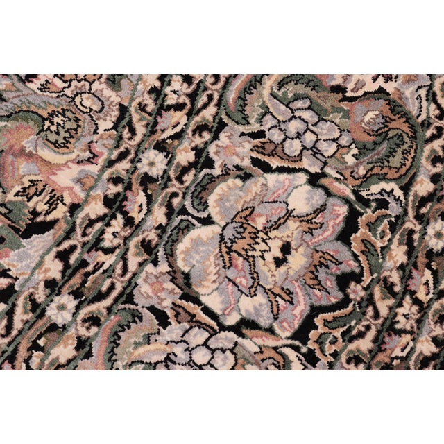 1990s 1990's Pak-Persian Black/Grey Wool Round Rug- 7'11'' X 8'0'' For Sale - Image 5 of 9