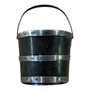 Antique 18th Century George III Silver, Horn & Glass Cream Pail or Piggin by Samuel Meriton, London