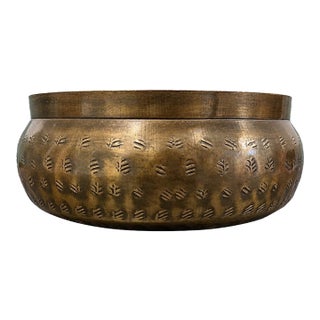 Vintage Solid Brass Decorative Bowl – Etched Design – 5” For Sale
