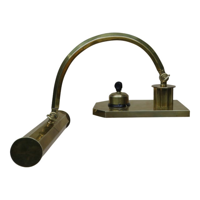 Vintage Art Deco Polished Brass Piano Light For Sale